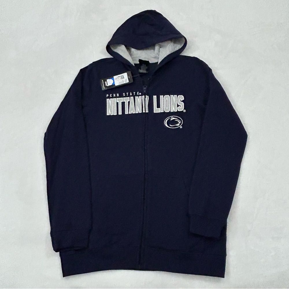 Penn State Nittany Lions NCAA Navy Blue Full Zip Hoodie Sweatshirt Boys XL Men S